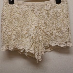 Cream crochet shorts